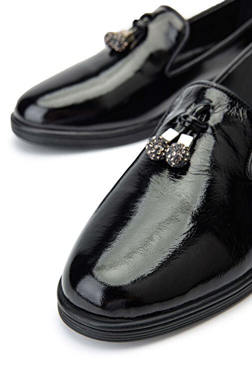 Tamer Tanca Kadın Hakiki Deri Siyah Rugan Casual Ayakkabı - Görsel 5