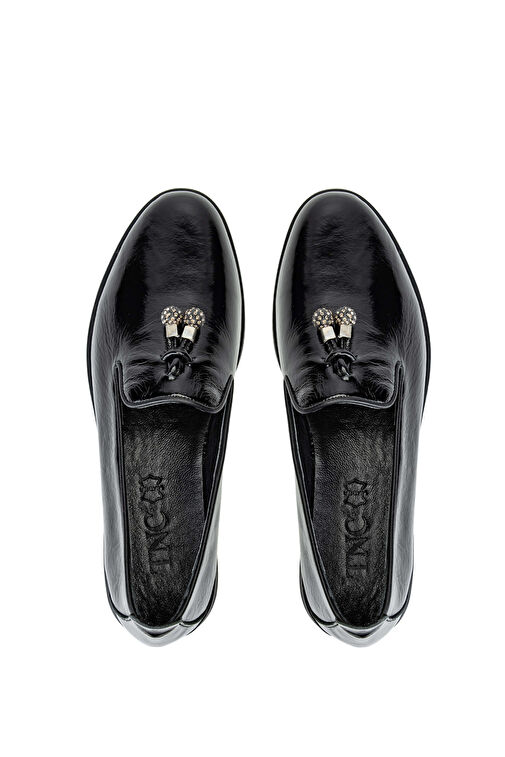 Tamer Tanca Kadın Hakiki Deri Siyah Rugan Casual Ayakkabı - Görsel 6