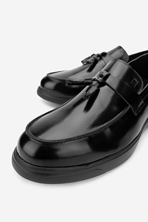 Valmenti Erkek Hakiki Deri Siyah Açma Loafer Ayakkabı - Görsel 4