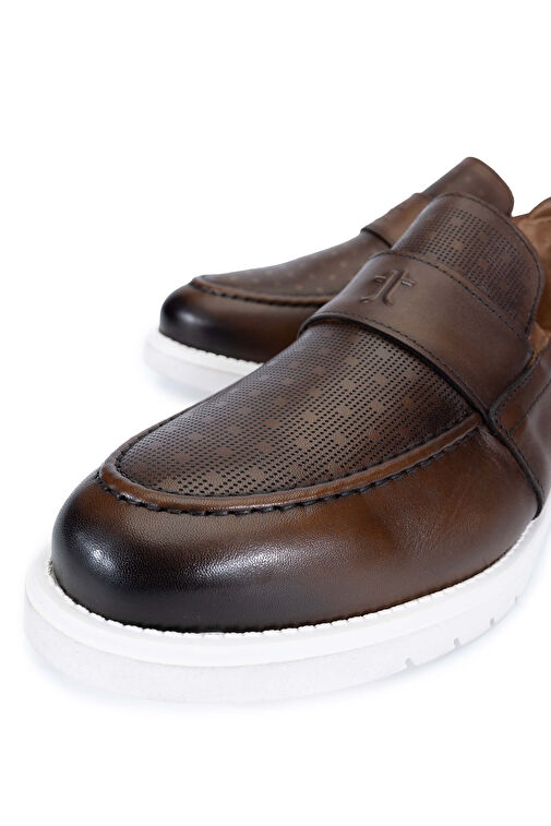 Tamer Tanca Erkek Hakiki Deri Taba Loafer Ayakkabı - Görsel 4