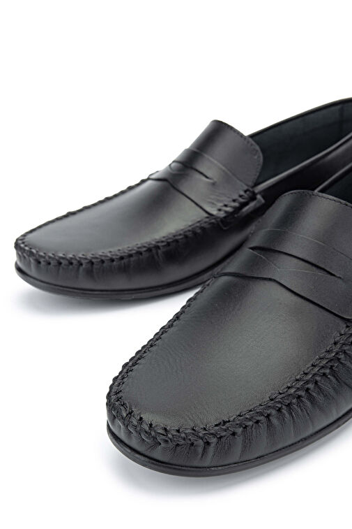 Tamer Tanca Erkek Hakiki Deri Siyah Loafer Ayakkabı - Görsel 8