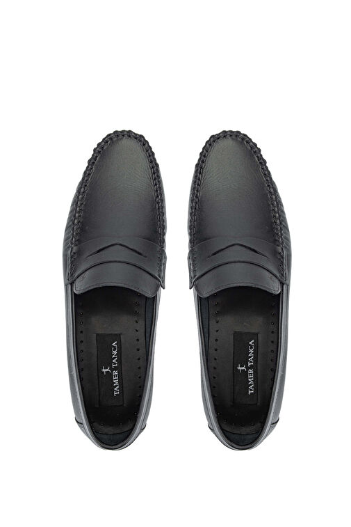 Tamer Tanca Erkek Hakiki Deri Siyah Loafer Ayakkabı - Görsel 10