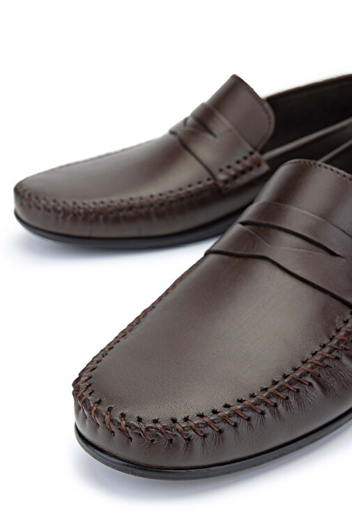 Tamer Tanca Erkek Hakiki Deri Kahverengi Loafer Ayakkabı - Görsel 5