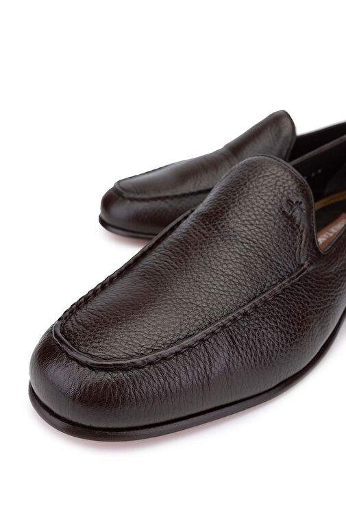 Tamer Tanca Erkek Hakiki Deri Kahverengi Loafer Ayakkabı - Görsel 4