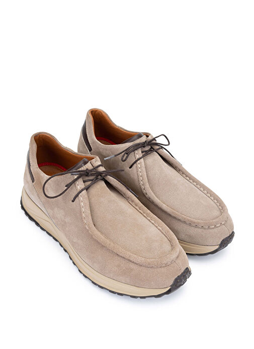 Tamer Tanca Erkek Hakiki Deri Bej Süet Casual Ayakkabı - Görsel 3