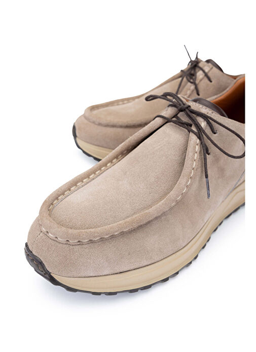 Tamer Tanca Erkek Hakiki Deri Bej Süet Casual Ayakkabı - Görsel 4