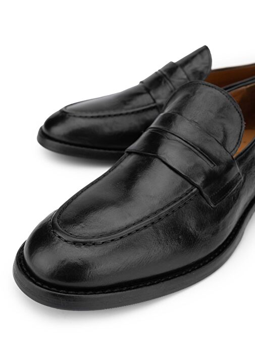 Alexander Hotto Erkek Hakiki Deri Siyah Klasik Ayakkabı - Görsel 4