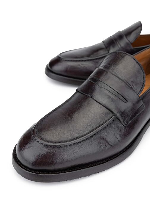 Alexander Hotto Erkek Hakiki Deri Koyu Kahverengi Klasik Ayakkabı - Görsel 4