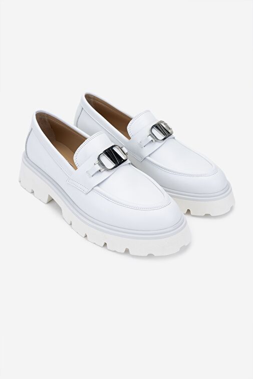 Valmenti Nicola Kadın Beyaz Hakiki Deri Loafer Ayakkabı - Görsel 3