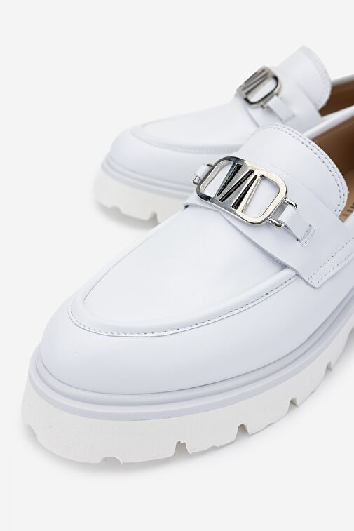 Valmenti Nicola Kadın Beyaz Hakiki Deri Loafer Ayakkabı - Görsel 4