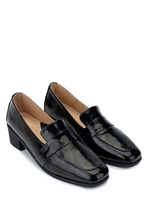 Tamer Tanca Kadın Hakiki Deri Siyah Rugan Topuklu Ayakkabı - Görsel 3