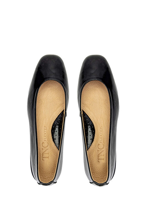 Tamer Tanca Kadın Hakiki Deri Siyah Rugan Babet Ayakkabı - Görsel 6