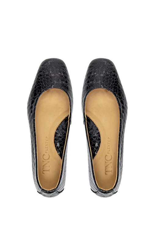 Tamer Tanca Kadın Hakiki Deri Siyah Rugan Topuklu Ayakkabı - Görsel 6