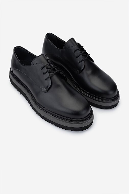 Valmenti Erkek Hakiki Deri Siyah Deri Casual Ayakkabı - Görsel 3