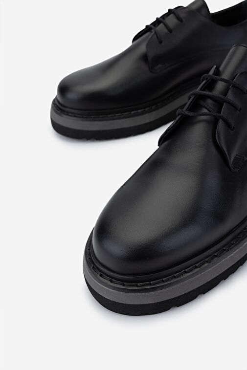 Valmenti Erkek Hakiki Deri Siyah Deri Casual Ayakkabı - Görsel 4