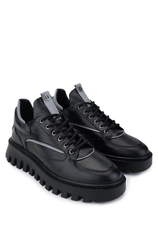 Tamer Tanca Erkek Hakiki Deri Siyah Casual Ayakkabı - Görsel 3