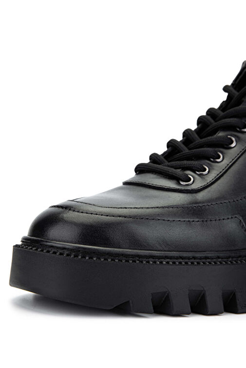 Tamer Tanca Erkek Hakiki Deri Siyah Casual Bot - Görsel 5