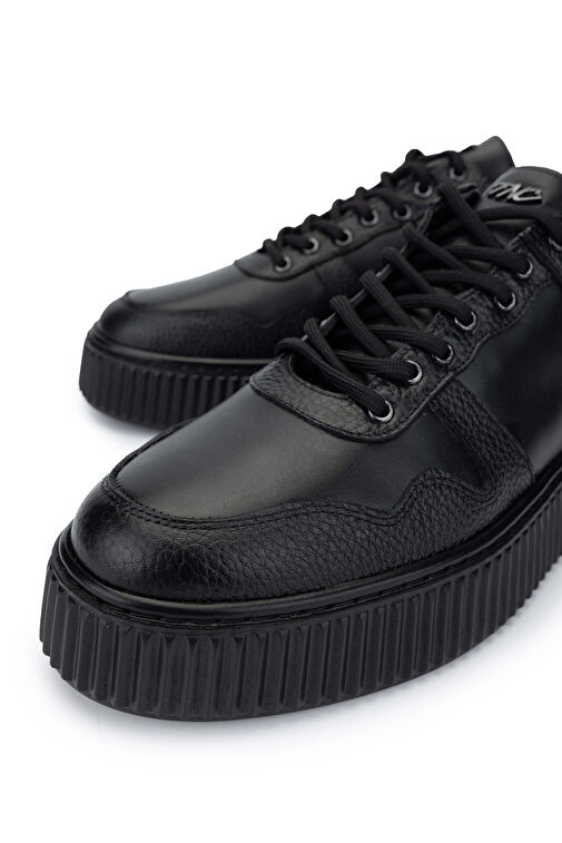 Tamer Tanca Erkek Hakiki Deri Siyah Sneakers & Spor Ayakkabı - Görsel 4