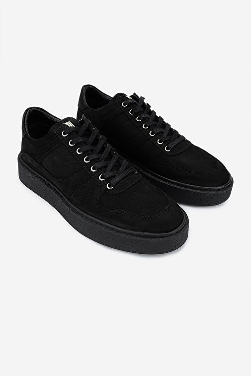 Valmenti Erkek Hakiki Deri Siyah Nubuk Sneakers & Spor Ayakkabı - Görsel 3