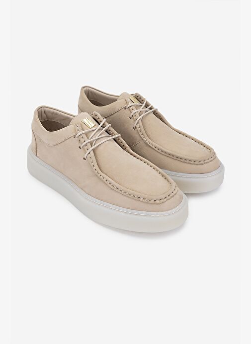 Valmenti Erkek Hakiki Deri Bej Casual Ayakkabı - Görsel 3