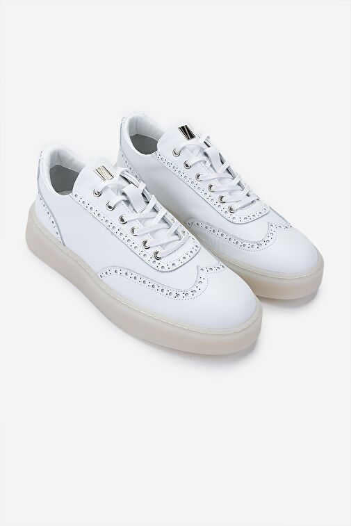 Valmenti Erkek Hakiki Deri Beyaz Sneakers & Spor Ayakkabı - Görsel 3