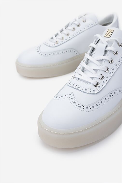 Valmenti Erkek Hakiki Deri Beyaz Sneakers & Spor Ayakkabı - Görsel 4