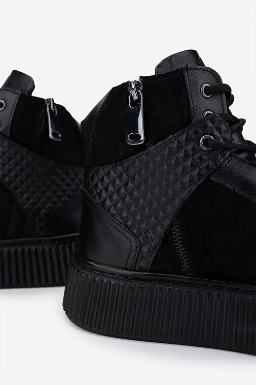 Valmenti Erkek Hakiki Deri Siyah Casual Bot - Görsel 5