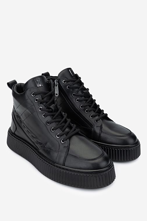 Valmenti Erkek Hakiki Deri Siyah Casual Bot - Görsel 3