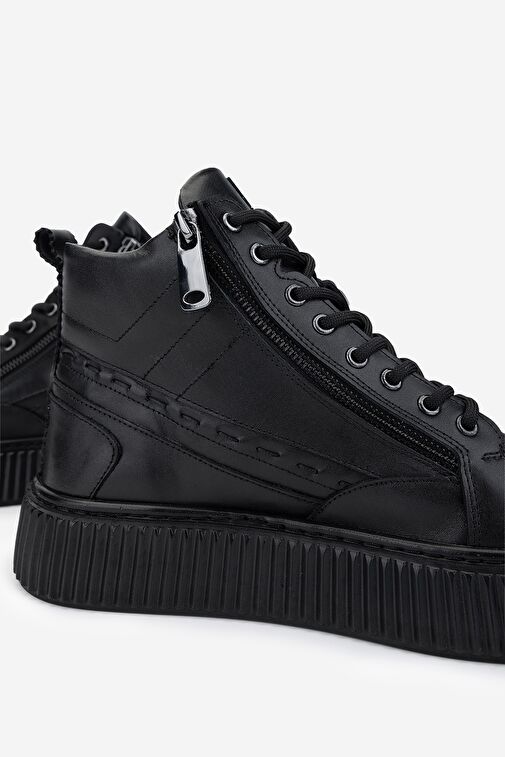 Valmenti Erkek Hakiki Deri Siyah Casual Bot - Görsel 6