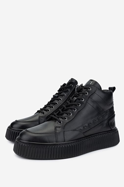 Valmenti Erkek Hakiki Deri Siyah Casual Bot - Görsel 4