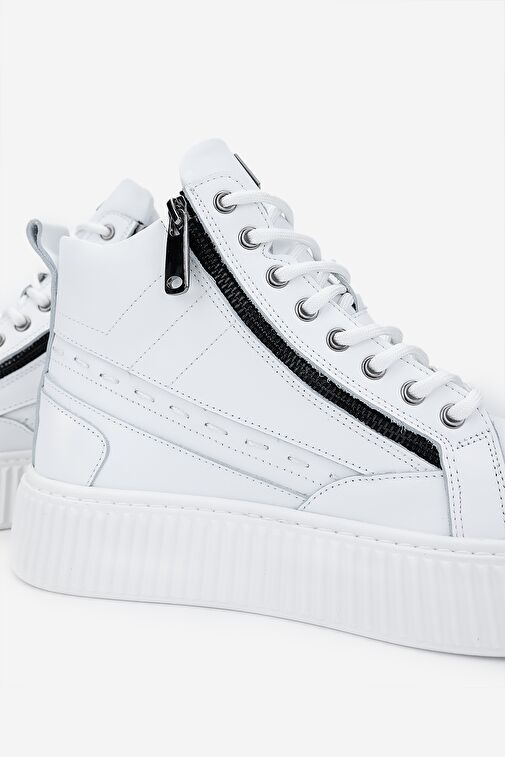 Valmenti Erkek Hakiki Deri Beyaz Casual Bot - Görsel 6