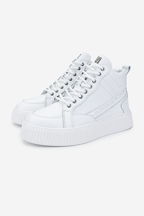 Valmenti Erkek Hakiki Deri Beyaz Casual Bot - Görsel 4