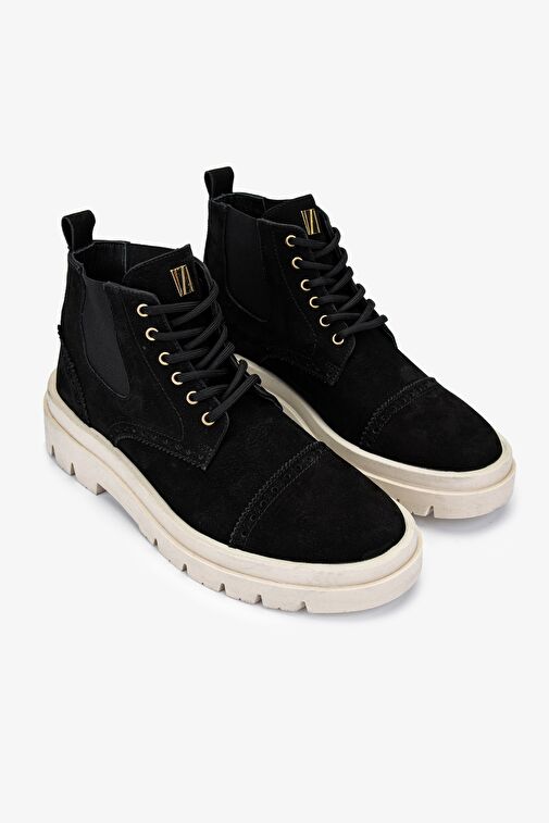 Valmenti Erkek Hakiki Deri Siyah Nubuk Casual Bot - Görsel 3