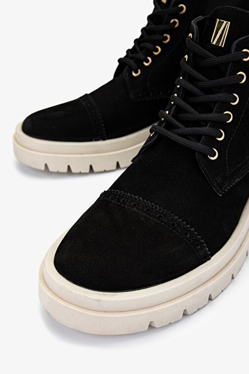 Valmenti Erkek Hakiki Deri Siyah Nubuk Casual Bot - Görsel 4