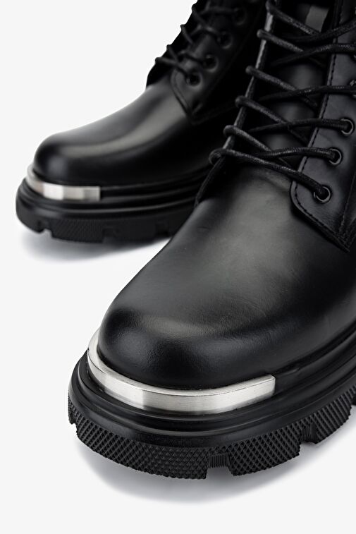 Valmenti Erkek Hakiki Deri Siyah Analin POSTAL Bot - Görsel 4