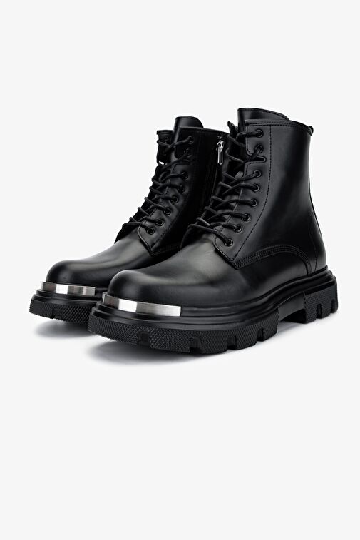 Valmenti Erkek Hakiki Deri Siyah Analin POSTAL Bot - Görsel 5