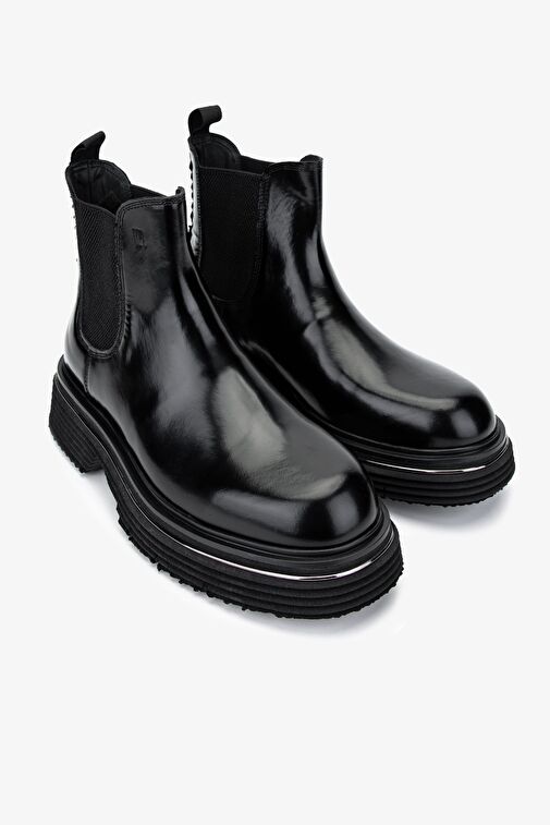 Valmenti Erkek Hakiki Deri Siyah Açma Casual Bot - Görsel 3