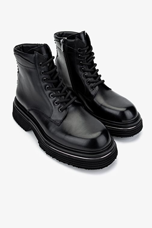 Valmenti Erkek Hakiki Deri Siyah Analin POSTAL Bot - Görsel 3