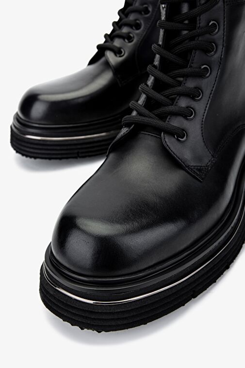 Valmenti Erkek Hakiki Deri Siyah Analin POSTAL Bot - Görsel 4