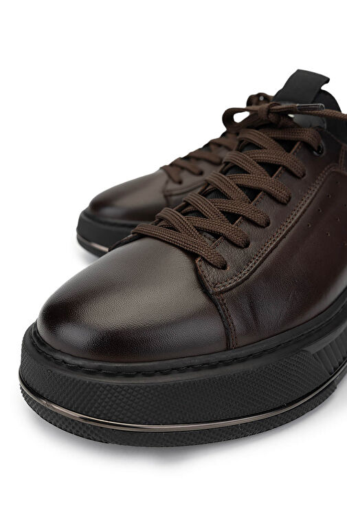 Tamer Tanca Erkek Hakiki Deri Kahverengi Sneakers & Spor Ayakkabı - Görsel 4