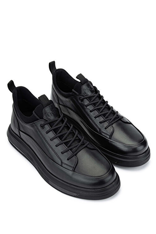 Tamer Tanca Erkek Hakiki Deri Siyah Analin Sneakers & Spor Ayakkabı - Görsel 3
