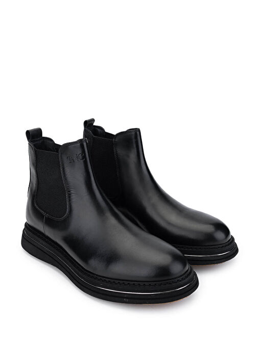 Tamer Tanca Erkek Hakiki Deri Siyah Analin Casual Bot - Görsel 3