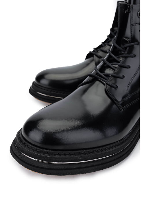 Tamer Tanca Erkek Hakiki Deri Siyah Açma Postal Bot - Görsel 4