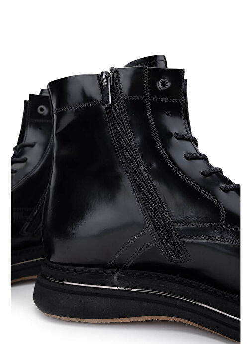 Tamer Tanca Erkek Hakiki Deri Siyah Açma Postal Bot - Görsel 5