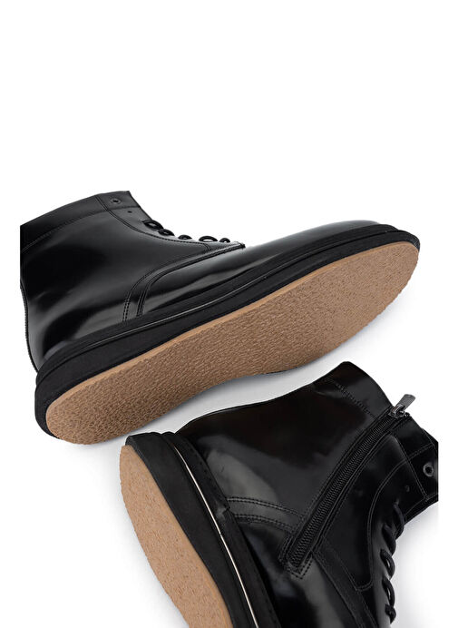 Tamer Tanca Erkek Hakiki Deri Siyah Açma Postal Bot - Görsel 6
