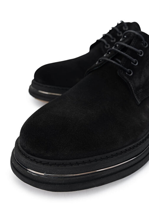 Tamer Tanca Erkek Hakiki Deri Siyah Süet Casual Ayakkabı - Görsel 4