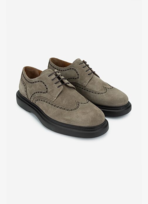 Valmenti Erkek Hakiki Deri Bej Süet Casual Ayakkabı - Görsel 3