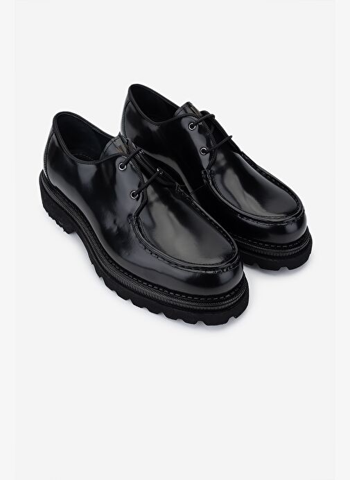 Valmenti Erkek Hakiki Deri Siyah Açma Casual Ayakkabı - Görsel 3