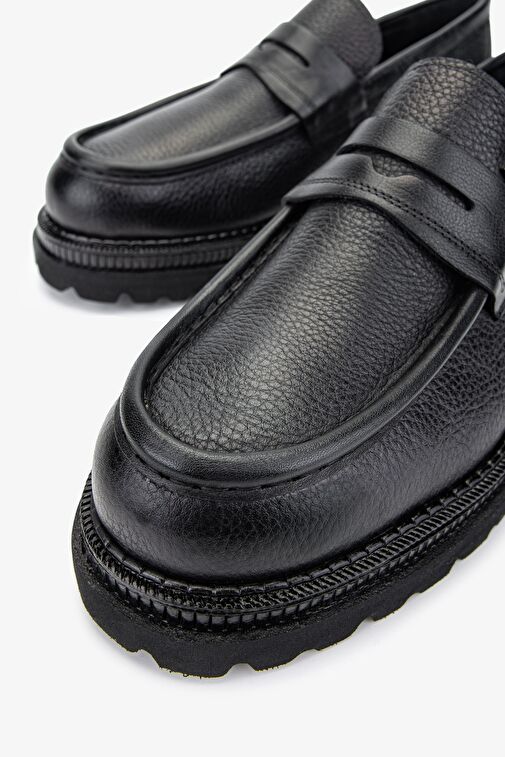Valmenti Erkek Hakiki Deri Siyah Floter Loafer Ayakkabı - Görsel 4