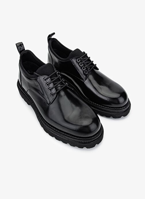 Valmenti Erkek Hakiki Deri Siyah Açma Casual Ayakkabı - Görsel 3